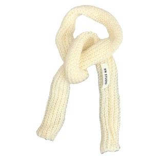 日系纯色软糯细窄长条围巾女秋冬季辣妹时尚穿搭毛绒护颈针织围脖