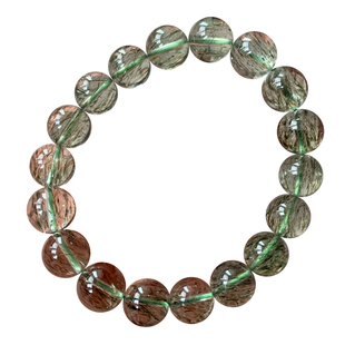 天然冰透绿发晶手链单圈巴西柔顺发丝钛晶水晶手串清新饰品情侣款