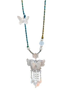 新款流苏蝴蝶999足银女生吊坠