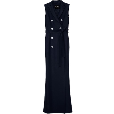 设计师春秋款优雅长款无袖连衣裙