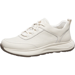 康奈男鞋2026春季新款运动休闲皮鞋男百搭舒适透气健步通勤鞋白色