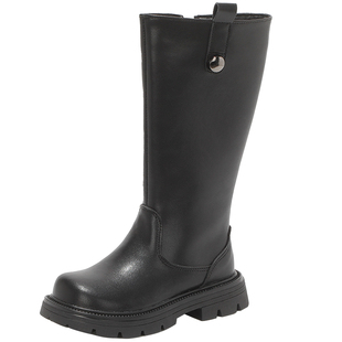 舞玛女童鞋子儿童长筒靴2025新款冬季小女孩加绒二棉保暖高筒靴子