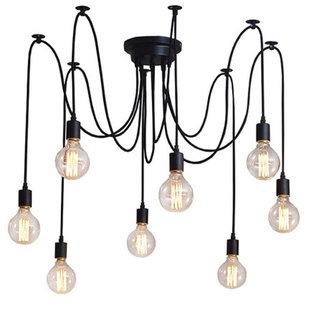 美式乡村复古多头蜘蛛灯loft工业风餐厅服装店办公室天女散花吊灯