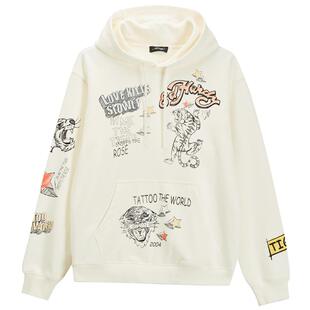 Ed Hardy埃德哈迪冬季新款男士套头衫美式复古虎头连帽卫衣