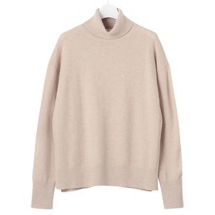 23区日系春季通勤宽松纯山羊绒高领套头毛衣针织绒衫内搭商场同款