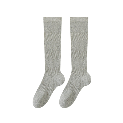 Enjoy it灰色袜子女春夏薄款长筒袜镂空菱格芭蕾风无骨小腿堆堆袜