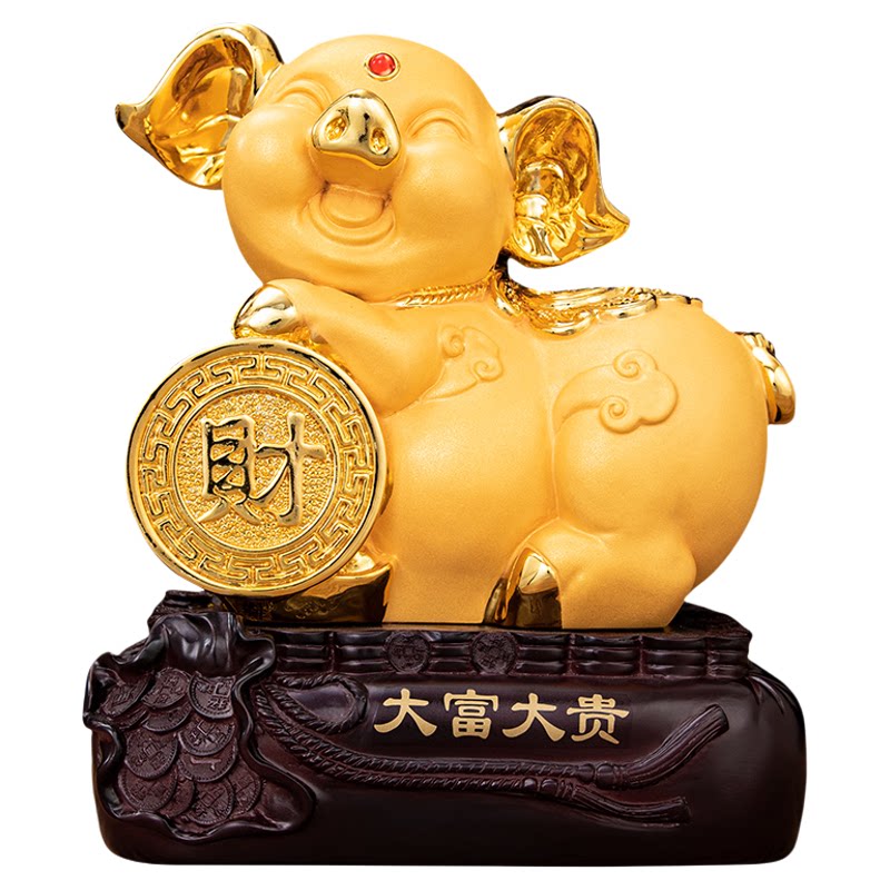 大富大贵金猪摆件一对招财