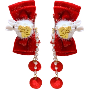 儿童兔年发饰小女孩中国风拜年发卡宝宝女童过年汉服头饰新年发夹