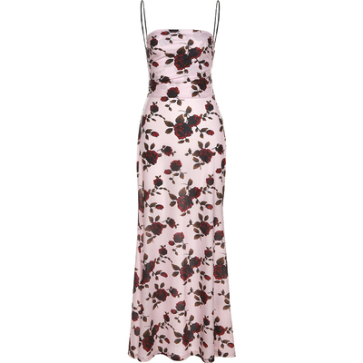 辣妹长裙涤纶印花吊带连衣裙