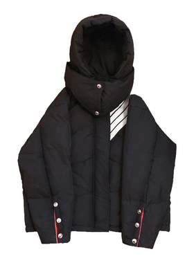冬季两色休闲连帽围脖羽绒服
