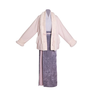 拟梦妙妙 改良飞机袖宋制旋裙针织秋冬加绒粉紫原创汉服日常