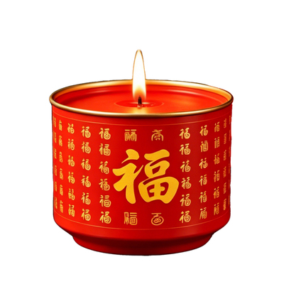 缘益坊百福临门红色酥油祈福蜡烛
