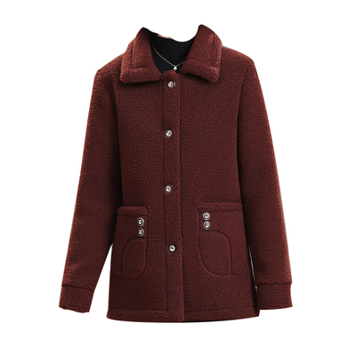 新款加绒加厚双扣羊羔毛短款外套