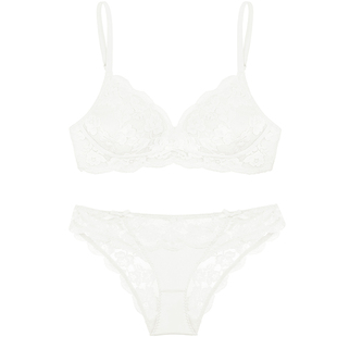 好奇蜜斯无钢圈内衣女聚拢小胸显大蕾丝文胸罩套装性感夏防下垂白