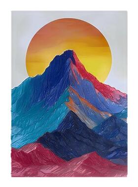 梦幻山岳浮雕金属海报 铁板画 风景艺术质感壁画 客厅书房装饰