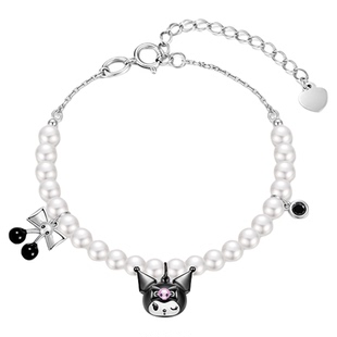 【三丽鸥联名】库洛米珍珠女童纯银手链女孩儿童生日礼物首饰小孩