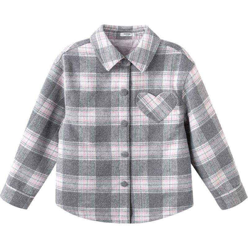 巴拉巴拉女童棉服中大童格子棉衣