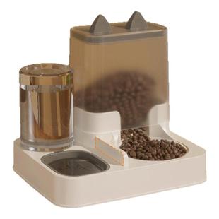 猫碗狗碗不锈钢猫食盆猫咪猫粮自动喂食器饮喂水一体猫盆宠物双碗