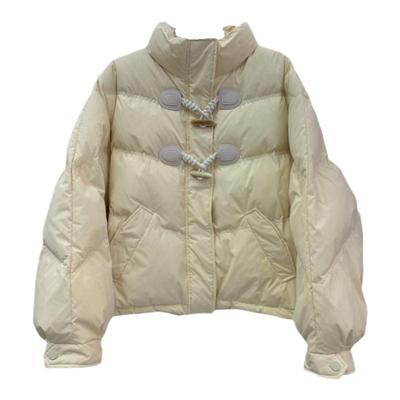 白鸭绒短款加厚牛角扣面包服外套