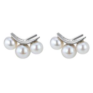 白岚三珠耳钉女珍珠耳环简约气质原创小众设计感耳饰ED3361