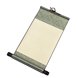 包邮 双面锦绫迷你印足卷轴 儿童书法国画剪纸装裱空白宣纸画轴