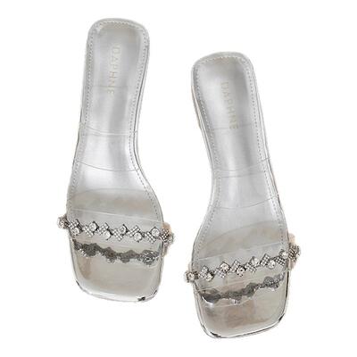 达芙妮2025新款法式水钻凉拖鞋