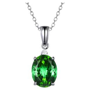 米莱珠宝 天然绿碧玺吊坠 18K金钻石镶嵌项链 女 贵重彩宝石定制