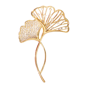 A2025新款银杏叶胸针女款高端精致时尚高级感轻奢气质奢华配大衣