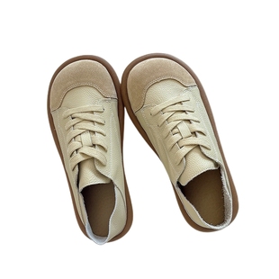 踩屎感真皮柔软牛皮春季单鞋丑萌鞋女鞋文艺森女小白鞋圆头可爱鞋