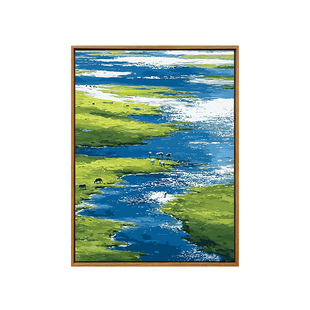 自然风景数字油画diy填充涂色手工绘治愈绿色丙烯油彩画装饰挂画
