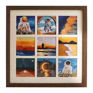 油画棒相框摆台diy手工绘画作品保存装裱画框方形卡纸九宫格挂墙