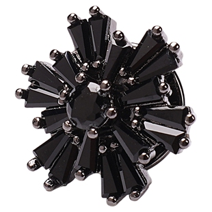 JDV复古男士胸针深邃黑钻圆形领针西服西装别针胸花领扣WAB5837