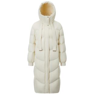 【鹅绒】千仞岗秋冬新款长款珍珠云感羽绒服纯色时尚保暖外套