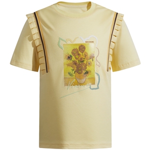 波司登奥莱女童夏季短袖T恤梵高向日葵联名潮流时尚百搭圆领