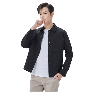 古鲨春秋翻领修身商务休闲夹克