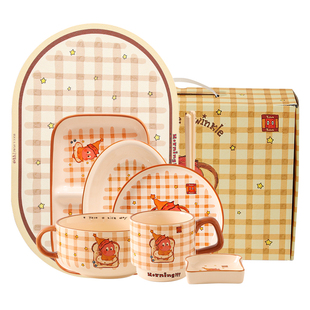 川岛屋星星人碗碟套装可爱一人食餐具礼盒高颜值送闺蜜女生日礼物