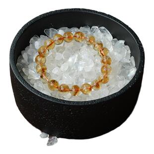 天然白水晶紫水晶黄水晶碎石原石手链消磁石收纳盒器皿消磁碗摆件