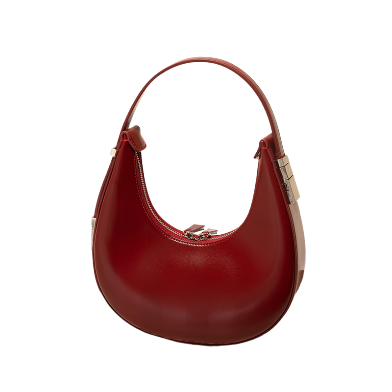 GXFMOD 红色婚包女复古牛皮结婚包2025新款通勤法棍包腋下新娘包