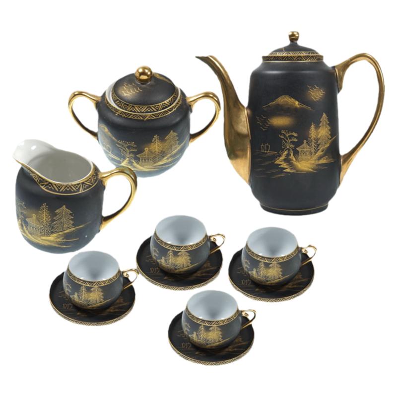 DAMASCENE白瓷描金手绘中古茶具