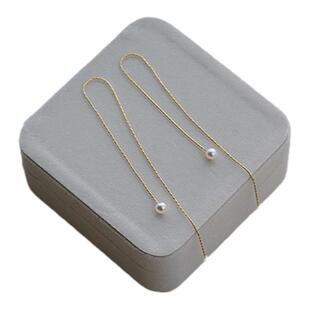 设计超细无接头长款耳线 美国14K包金贝壳珍珠百搭简约时尚优雅女