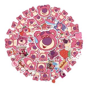 50张粉红色草莓熊玩具总动员3反派Lotso可爱熊抱哥贴纸装饰手机电脑充电宝笔记本ipad水杯桌面行李箱防水贴纸