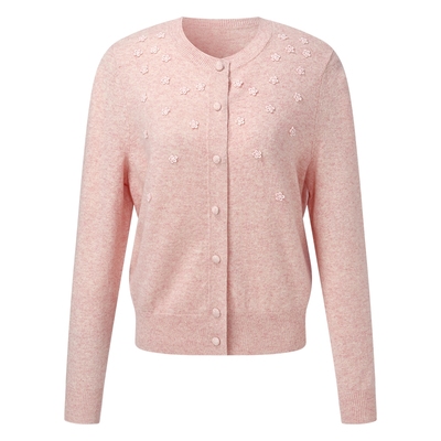 歌莉娅秋季花纱羊毛开衫上衣女