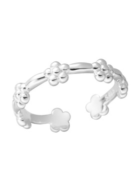 s925纯银简约小清新花朵戒指女日韩小众设计蝴蝶结素圈开口食指戒