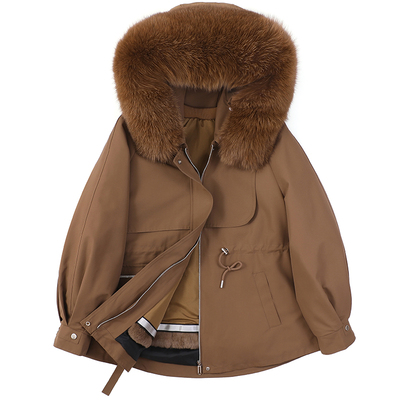 兔毛内胆中长款可拆卸派克服女