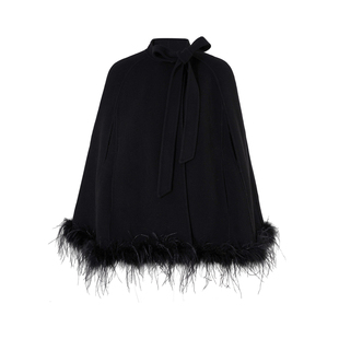 MD千亿【优雅简行】2025冬季法式双面设计拼接斗篷羊毛外套