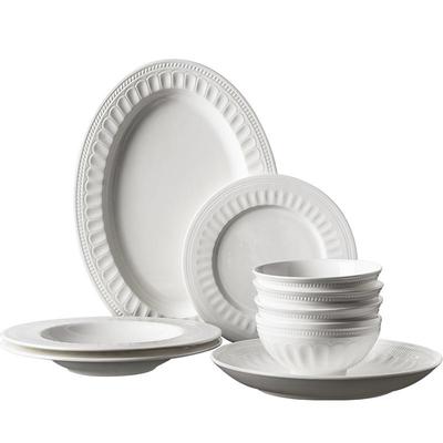 艾格恩欧式碗盘纯白浮雕轻奢高档