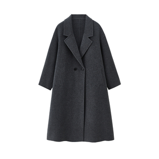 桐乡合盈 未央苏力2025秋冬新款羊毛双面毛呢大衣长款外套宽松女