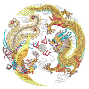 设计龙凤 EMB格式文件电脑绣花制版定制汉服批量来料加工生产设计