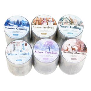 暮光冬日PET胶带踩雪日记雪景冬季循环咕卡谷美手帐装饰造景素材