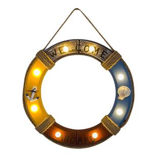 创意led发光地中海海洋风格家居夜灯船舵挂件个性室内卧室装饰品